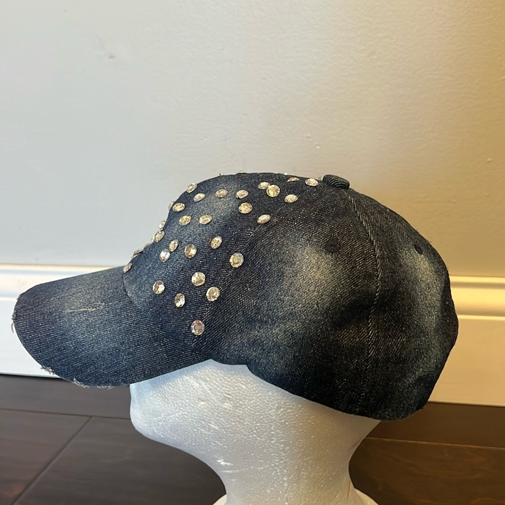 Denim and bling hat